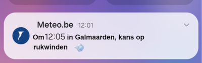 Voorbeeld van weerflash voor rukwinden.